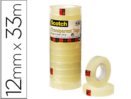 12 cintas adhesivas Scotch 550 transparente 12mm.x33m.